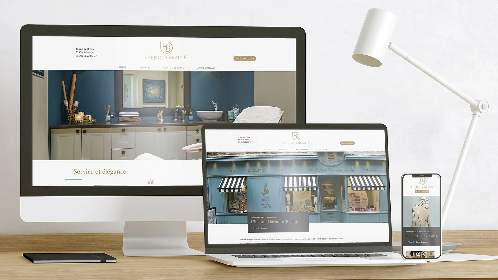 Design responsive du Site Internet d'Harmony Beauté, Institut de beauté à Paimpol