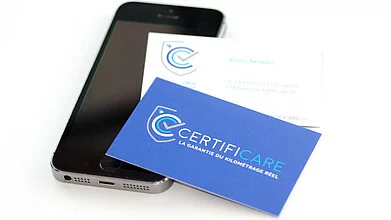 Carte de visite Certificare, startup luttant contre la fraude au compteur kilométrique